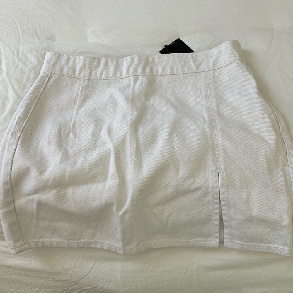 Princess Polly white denim skirt